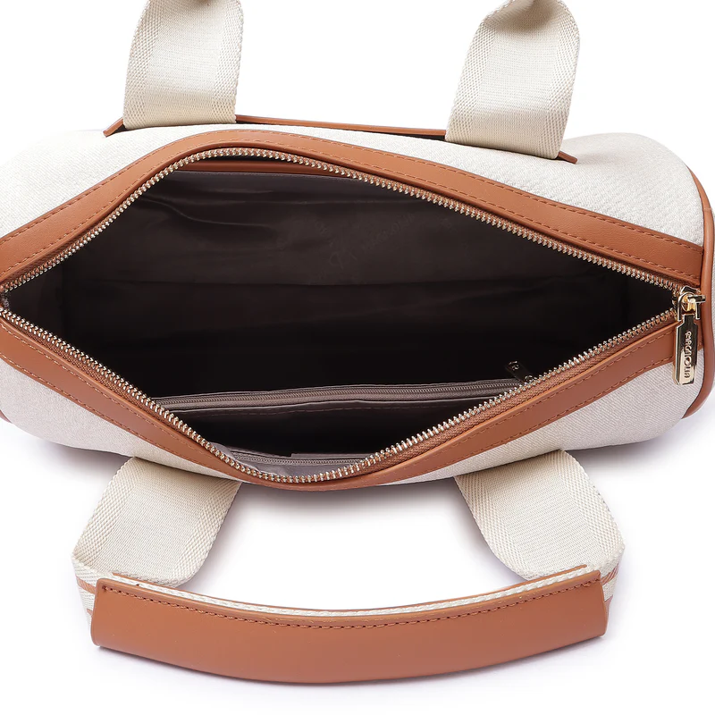 Magnolia Signature Barrel Duffle White &amp;amp; Caramel Brown - Image 4