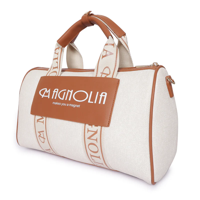 Magnolia Signature Barrel Duffle White &amp;amp; Caramel Brown - Image 6