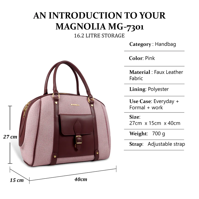 Magnolia Elegant Leatherette Handbag for Women with Detachable Strap - Image 4